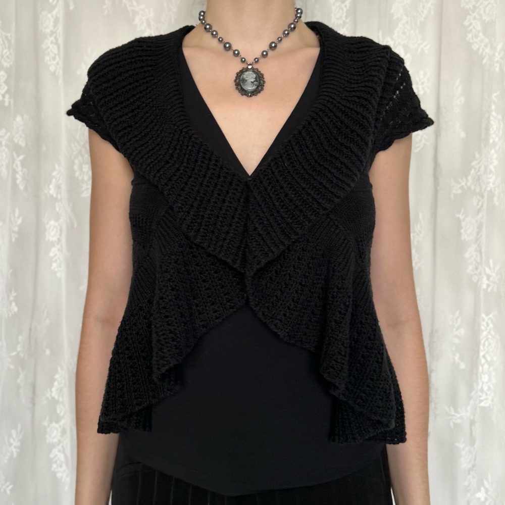 Vamp Whimsygoth Black Knit Cardigan